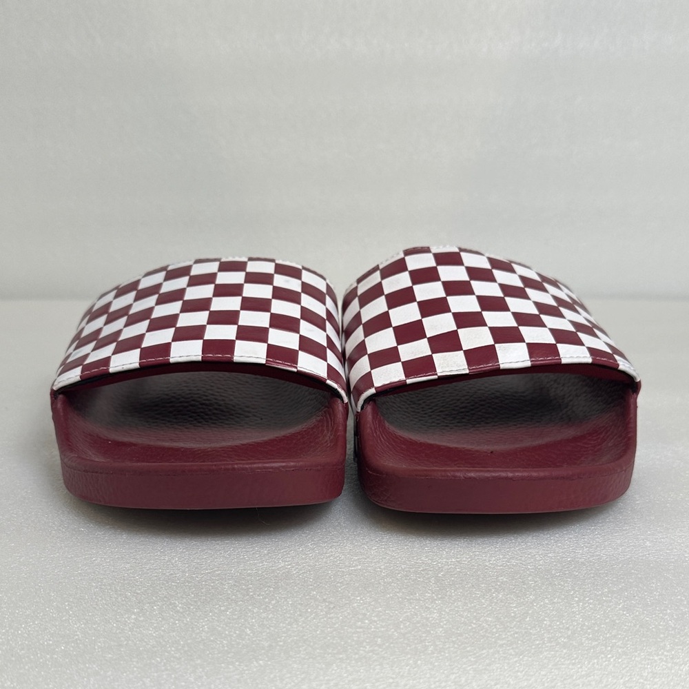 Vans Burgundy and White Checkered Slide Sandals - Picture 2 of 7